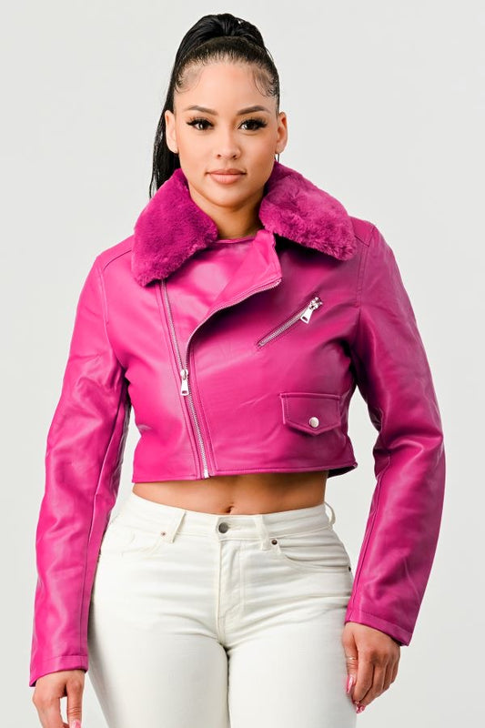 Hot pink leather jacket